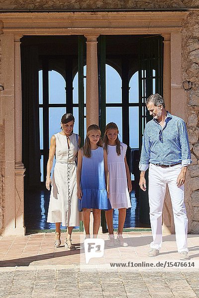 King Felipe VI of Spain Queen Letizia of Spain Crown Princess Leonor Princess Sofia visited Son Marroig Museum at on August 8 2019 in Deia Spain