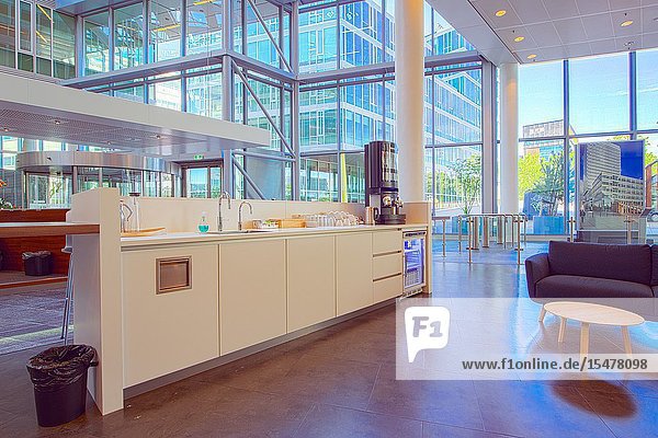 Eindhoven Netherlands. Interior of the Kennedy Tower Corporate Building and reception Area.