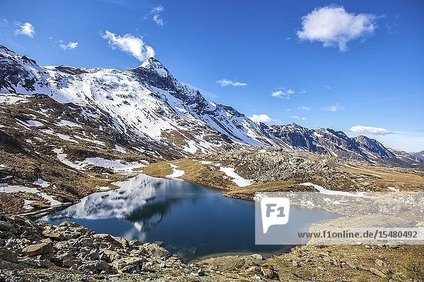 Top view of Lake Campagneda Valmalenco Valtellina Lombardy Italy Europe Italy.