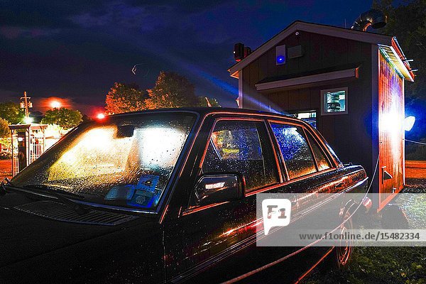 Amenia New York USA The projection house at a drive-in movie theatre.