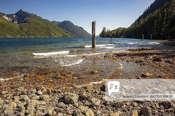 Rocky beach landscape at West Bay Park - Tahsis  near Gold River  Vancouver Island  British Columiba  Canada.