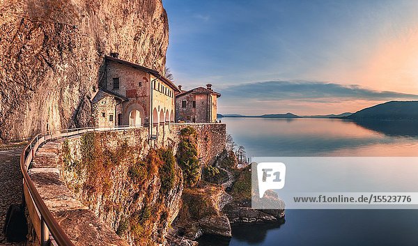 Hermitage of Santa Caterina del Sasso Lake Maggiore Lombardy Italy.