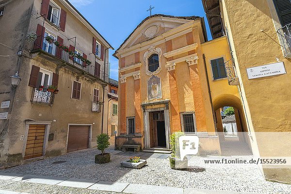 The small sqare in front of the church of San Rocco in Orta San Giulio village (Orta San Giulio Lake Orta Novara province Piedmont Italy Europe).