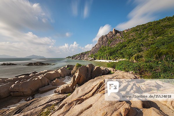 Windy day at Anse Aux Cedres La Digue Seychelles Indian Ocean Africa.