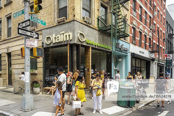 A branch of the popular Taim Middle-Eastern restaurant in Nolita in New York Friday July 5 2019. (© Richard B. Levine).