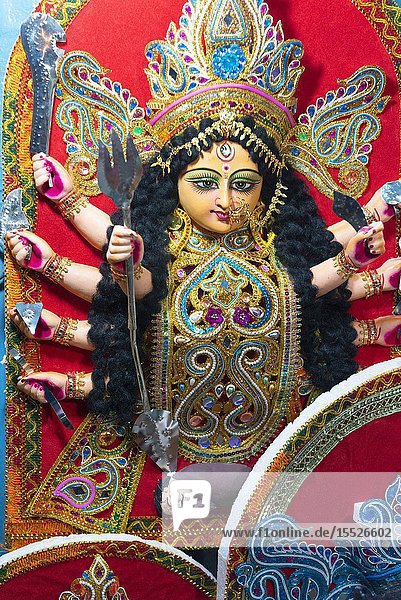 Durga Deity at Kumartuli in Kolkata India.