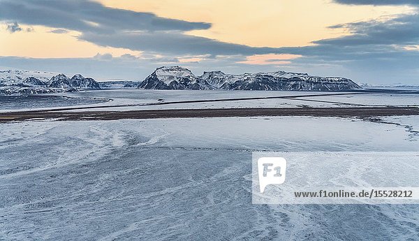 Winter Mt. Hafursey in Myrdalssandur South Coast Iceland.