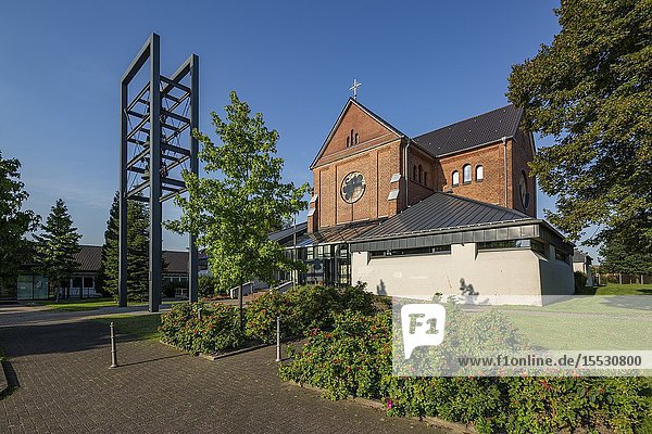Herten Langenbochum D-Herten D-Herten-Langenbochum Ruhr area Westphalia North Rhine-Westphalia NRW Church of Visitation catholic church of the congregation St Martinus brick building bell tower