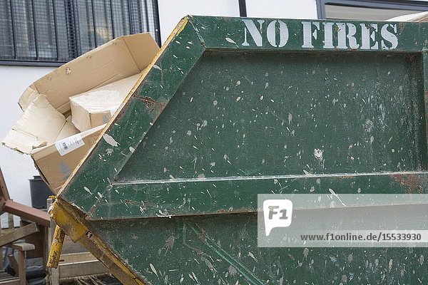 Skip full of rubbish during building work