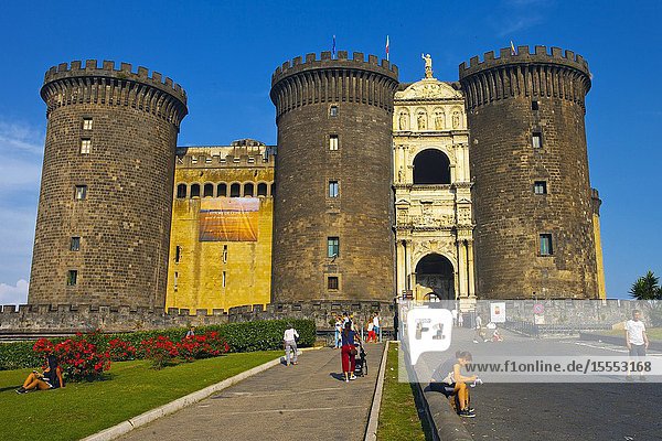 Castel Nuovo New Castle often called Maschio Angioino Naples Campania Italy Europe.