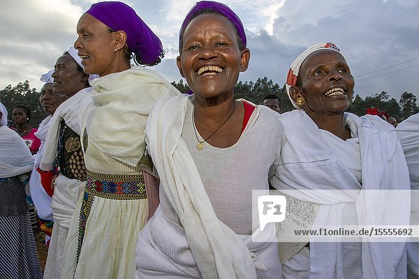 Dorze women singing Chencha market. Southern Ethiopia.