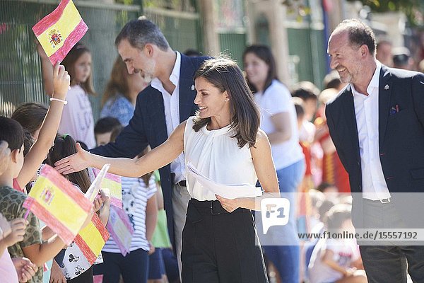 King Felipe VI of Spain Queen Letizia of Spain visit Orihuela (Alicante) after the September floods on October 5 2019 Spain