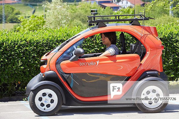 Twizzy electric vehicle Researchers work in two electric cars the first one piloted manually and the second one will follow it completely autonomously taking into account at all times the behavior of car 1 to manage its maneuvers Industry Unit Automotive Industry Technology Centre Tecnalia Research & Innovation Derio Bizkaia Basque Country Spain
