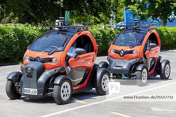 Twizzy electric vehicle Researchers work in two electric cars the first one piloted manually and the second one will follow it completely autonomously taking into account at all times the behavior of car 1 to manage its maneuvers Industry Unit Automotive Industry Technology Centre Tecnalia Research & Innovation Derio Bizkaia Basque Country Spain