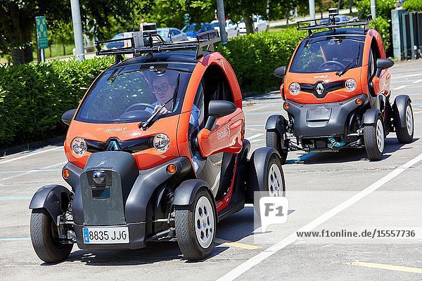 Twizzy electric vehicle Researchers work in two electric cars the first one piloted manually and the second one will follow it completely autonomously taking into account at all times the behavior of car 1 to manage its maneuvers Industry Unit Automotive Industry Technology Centre Tecnalia Research & Innovation Derio Bizkaia Basque Country Spain
