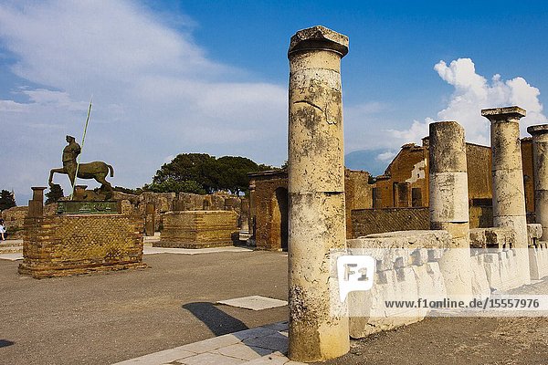 The Forum Centaur statue Excavations of Pompeii was an ancient Roman town destroyed by volcan Mount Vesuvius Pompei comune of Pompei Campania Italy Europe.