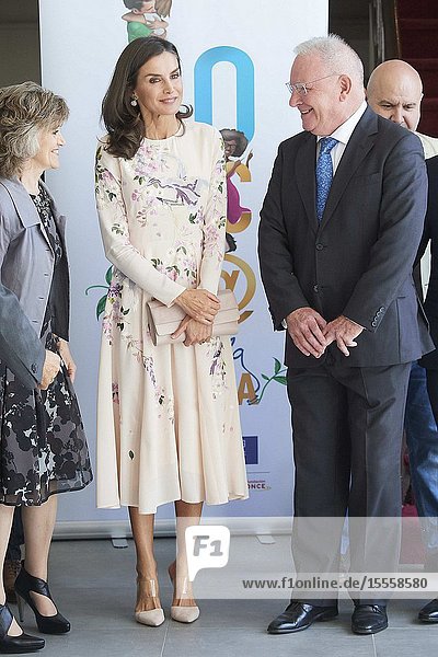 Queen Letizia of Spain attends 'World Mental Health Day 2019' at La Latina Theatre on October 9 2019 in Madrid Spain