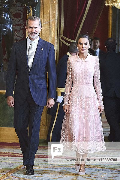 King Felipe VI of Spain Queen Letizia of Spain attended Reception for The National Day at Royal Palace on October 12 2019 in Madrid Spain