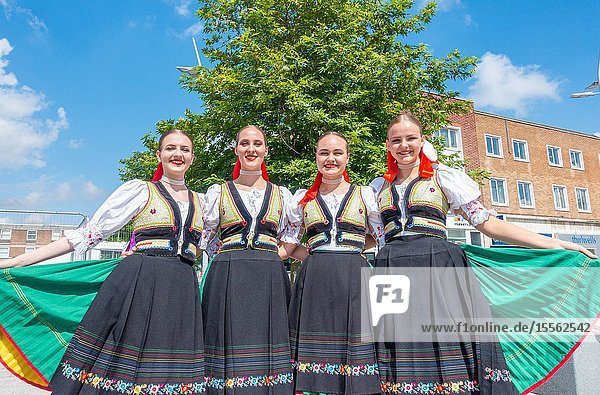 Billingham north east England UK. 10th August 2019. Dancers from Slovakia performing at the Billingham International festival of World Dance now in its 55th year.