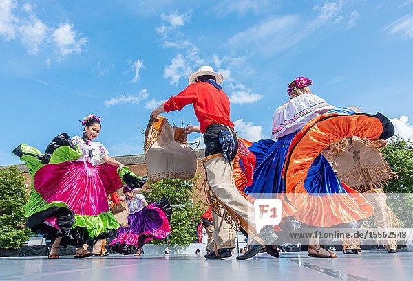Billingham north east England UK. 10th August 2019. Dancers from Brazil performing at the Billingham International festival of World Dance now in its 55th year.