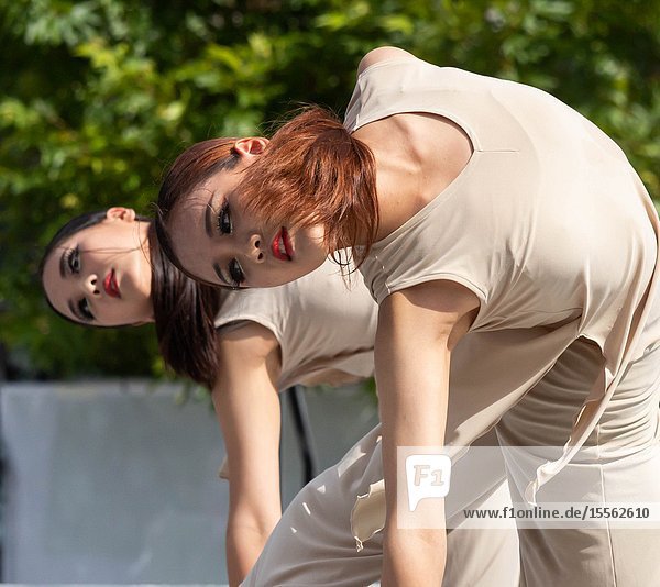 Billingham north east England UK. 10th August 2019. Dancers from South Korea performing at the Billingham International festival of World Dance now in its 55th year.