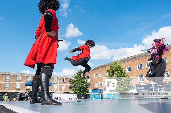 Billingham north east England UK. 10th August 2019. Dancers from Georgia performing at the Billingham International festival of World Dance now in its 55th year.