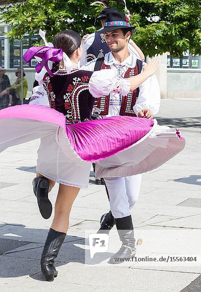 Billingham north east England UK. 10th August 2019. Dancers from Slovakia performing at the Billingham International festival of World Dance now in its 55th year.
