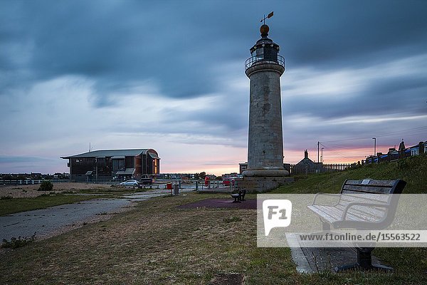 Sunset at Kingston Lighthouse in Shoreham-by-Sea West Sussex England.