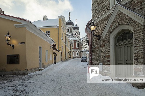 Winter in Tallinn old town Estonia.
