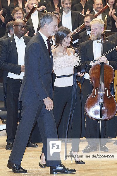 King Felipe VI of Spain Queen Letizia of Spain attended '28th Musical Week' closing concert at Principe Felipe Auditorium on October 17 2019 in Oviedo Spain