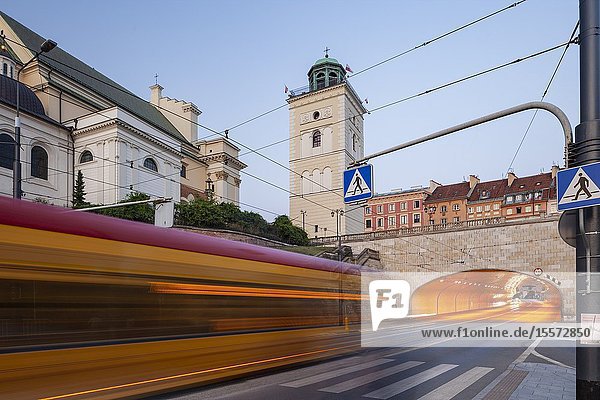 Dawn in Warsaw city centre Poland.