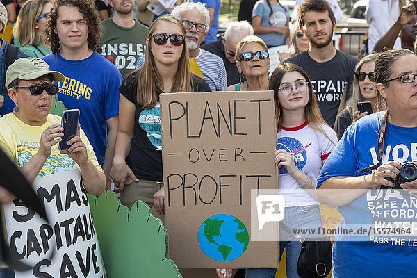 Detroit  Michigan  USA - 20 September 2019 - Youth lead a march and rally  part of the Global Climate Strike. They were part of a movement in more than 175 countries to end the age of fossil fuels.