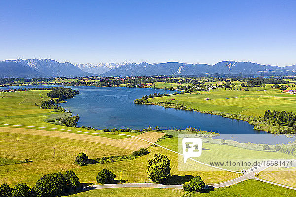 Riegsee lake in Bavarian Alps against clear sky  Germany