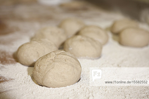 Germany Bavaria Munich Bread dough with flour close up