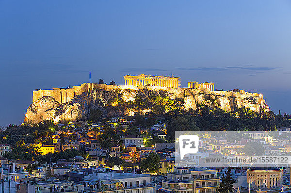 Abend  Parthenon  Akropolis  UNESCO-Weltkulturerbe  Athen  Griechenland