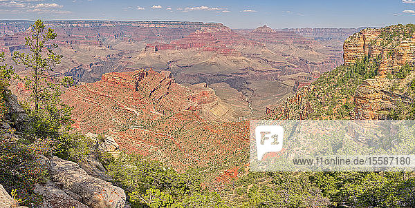 Blick auf den Grand Canyon westlich des Shoshone Point  der sich oben rechts befindet. Am Südrand des Grand-Canyon-Nationalparks gelegen  UNESCO-Weltkulturerbe  Arizona  Vereinigte Staaten von Amerika