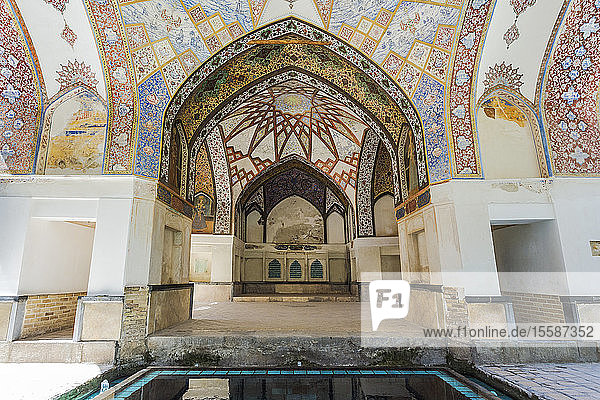 Fin Garden Kushak pavilion detail of the ceiling UNESCO World Heritage Site Kashan Isfahan Province Islamic Republic of Iran