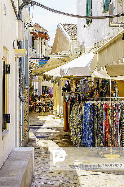 Narrow street in Gaios Paxos Ionian Islands Greek Islands Greece