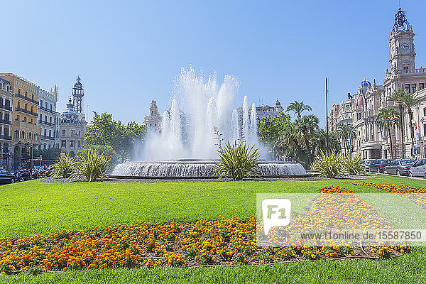 Ayuntamiento Square and townhall, Valencia, Comunidad Autonoma de Valencia, Spain
