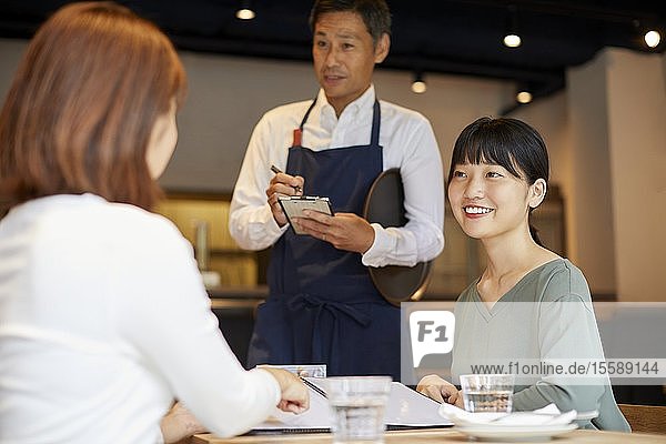 Japanese women at a restaurant