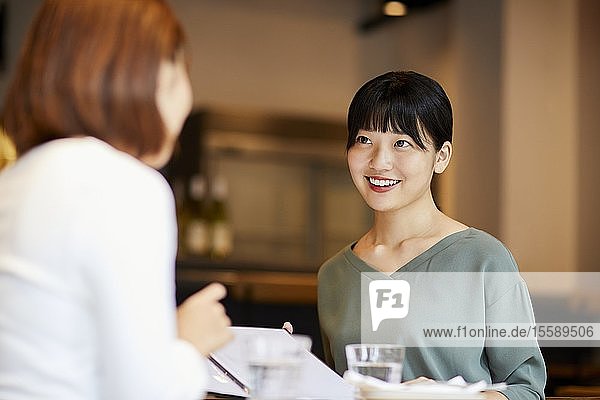 Japanese women at a restaurant