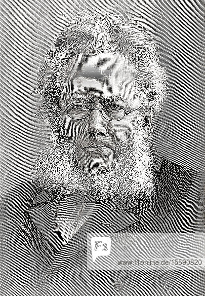 Henrik Johan Ibsen  1828 â€“ 1906. 19th-century Norwegian playwright  theatre director  and poet. Seen here aged 66. From The Strand Magazine  published January to June 1894.