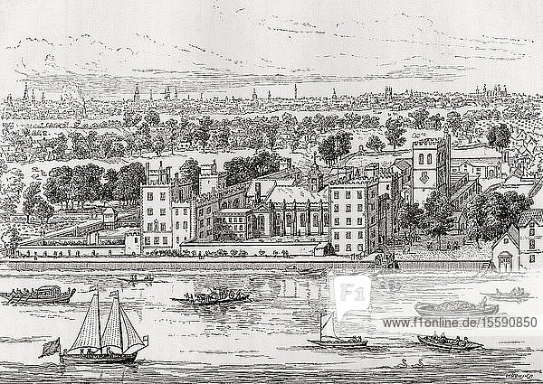 Lambeth Palace  Lambeth  London  England  seen here in 1688. From London Pictures  published 1890