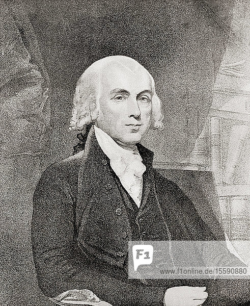 James Madison  Jr.  1751 â€“ 1836. American statesman and Founding Father who served as the fourth President of the United States from 1809 to 1817. From The International Library of Famous Literature  published c.1900