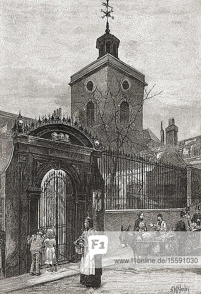 Church of St. Olave Hart Street  London  England  seen here in the 19th century. From London Pictures  published 1890