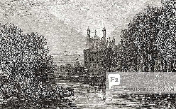 Eton College  Eton  Berkshire  England  seen here from the River Thames in the late 19th century. From English Pictures  published 1890.