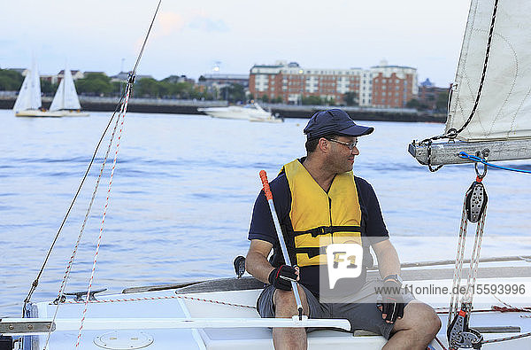 Blind man on sailing boat