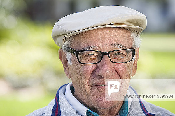 Portrait of a senior man smiling.