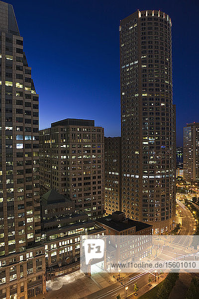 High angle view of a city at dusk Boston Massachusetts USA