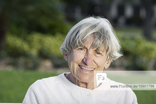 Portrait of a senior woman smiling.